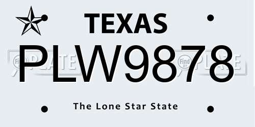 PLW9878 Texas License Plate