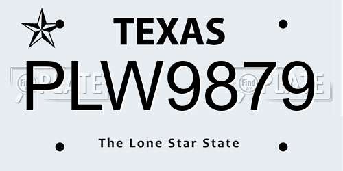 PLW9879 Texas License Plate