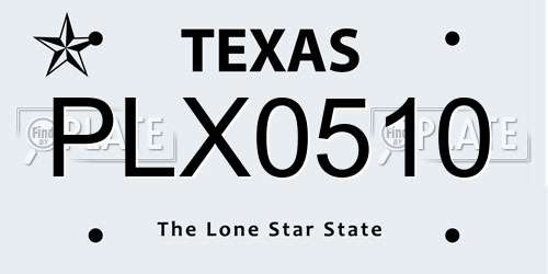 PLX0510 Texas License Plate