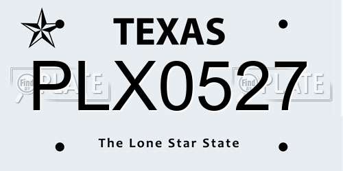 PLX0527 Texas License Plate