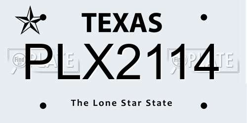 PLX2114 Texas License Plate