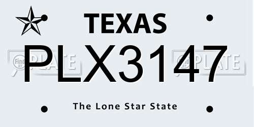 PLX3147 Texas License Plate