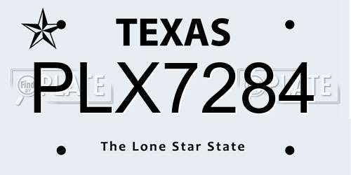PLX7284 Texas License Plate