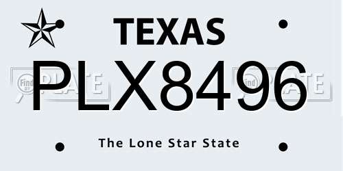 PLX8496 Texas License Plate