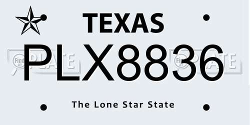 PLX8836 Texas License Plate
