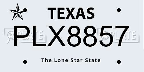 PLX8857 Texas License Plate