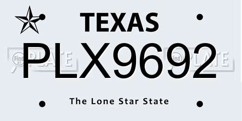 PLX9692 Texas License Plate