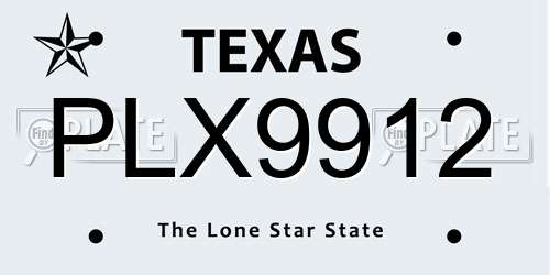 PLX9912 Texas License Plate
