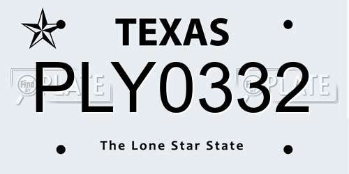 PLY0332 Texas License Plate