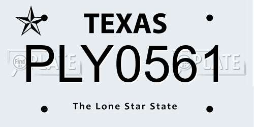 PLY0561 Texas License Plate