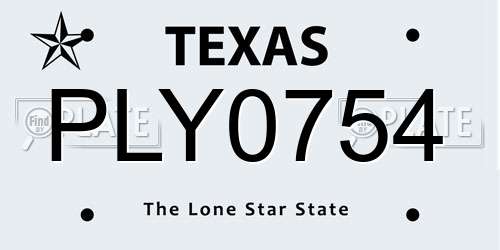 PLY0754 Texas License Plate