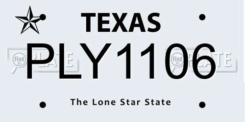 PLY1106 Texas License Plate