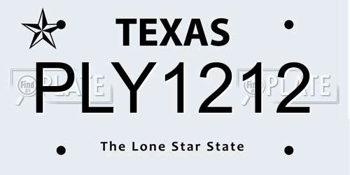 PLY1212 Texas License Plate