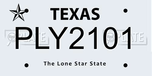 PLY2101 Texas License Plate