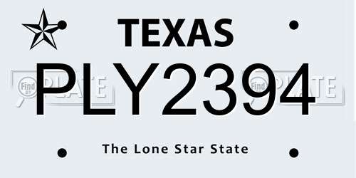 PLY2394 Texas License Plate
