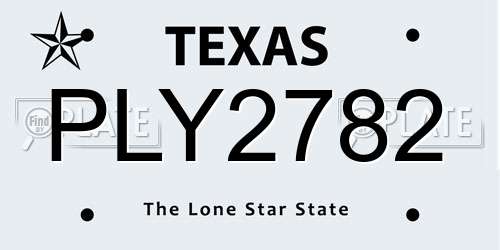 PLY2782 Texas License Plate