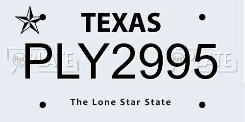 PLY2995 Texas License Plate