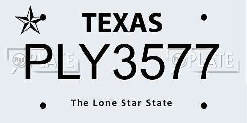 PLY3577 Texas License Plate