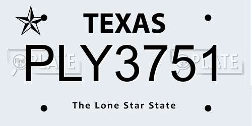 PLY3751 Texas License Plate