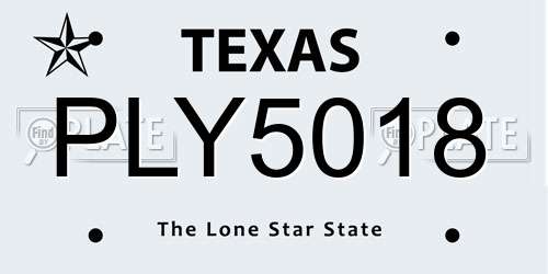 PLY5018 Texas License Plate