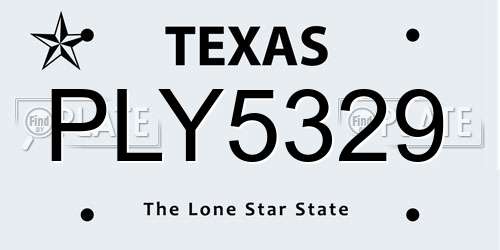 PLY5329 Texas License Plate