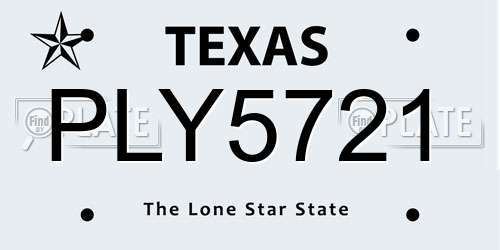 PLY5721 Texas License Plate