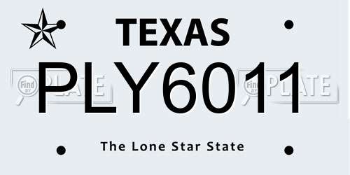 PLY6011 Texas License Plate