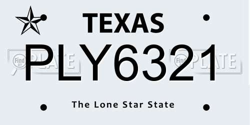 PLY6321 Texas License Plate