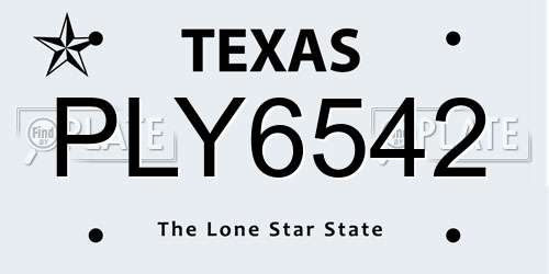 PLY6542 Texas License Plate