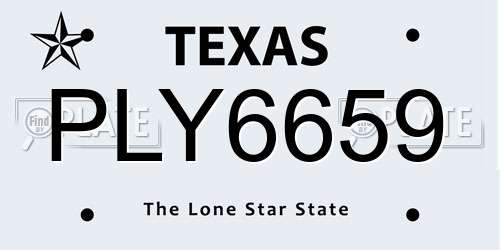 PLY6659 Texas License Plate