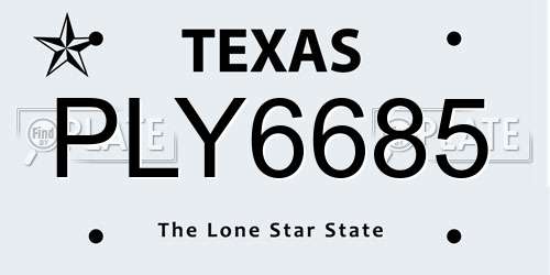 PLY6685 Texas License Plate