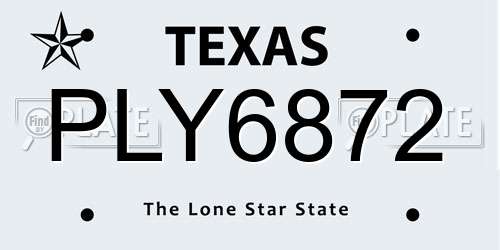 PLY6872 Texas License Plate