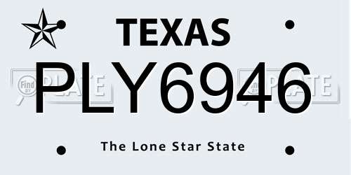 PLY6946 Texas License Plate