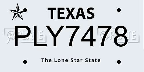 PLY7478 Texas License Plate