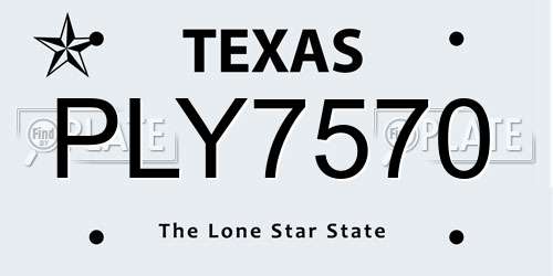 PLY7570 Texas License Plate