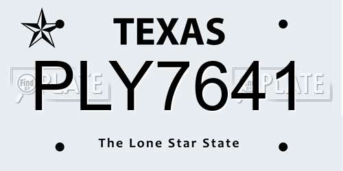 PLY7641 Texas License Plate