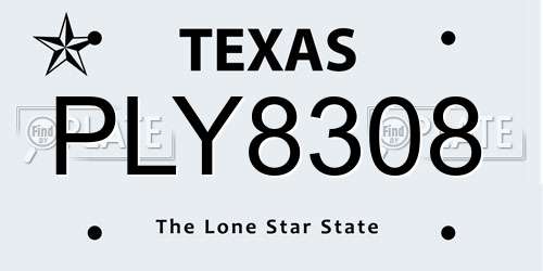 PLY8308 Texas License Plate