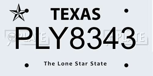 PLY8343 Texas License Plate