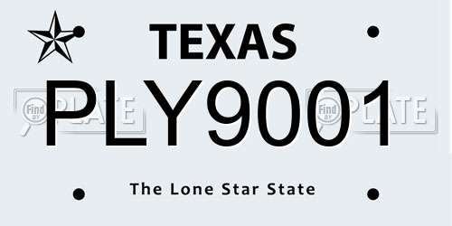 PLY9001 Texas License Plate