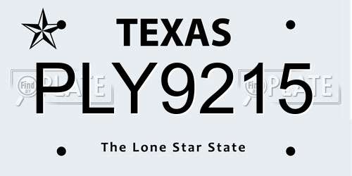 PLY9215 Texas License Plate