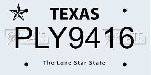 PLY9416 Texas License Plate