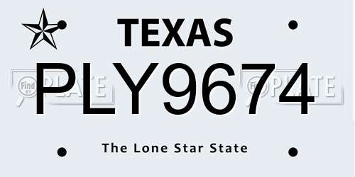 PLY9674 Texas License Plate