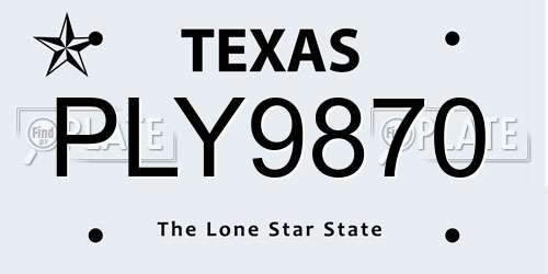 PLY9870 Texas License Plate