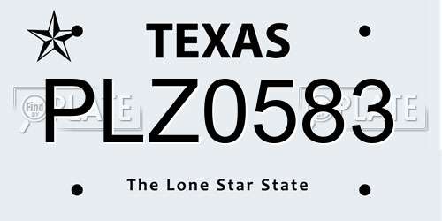PLZ0583 Texas License Plate