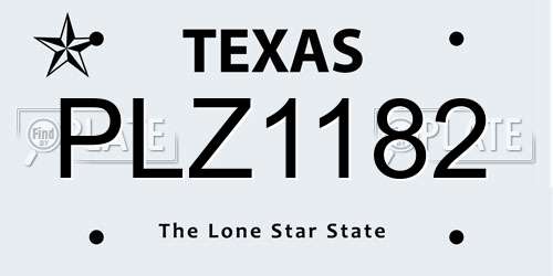 PLZ1182 Texas License Plate