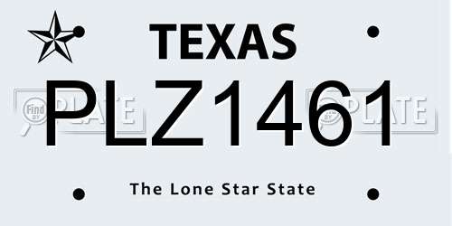 PLZ1461 Texas License Plate