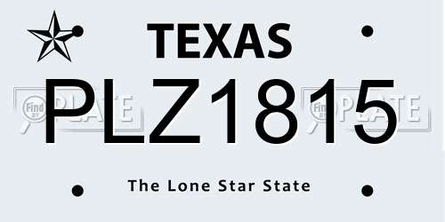 PLZ1815 Texas License Plate