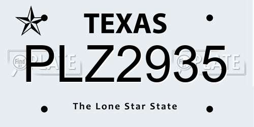 PLZ2935 Texas License Plate