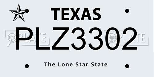 PLZ3302 Texas License Plate