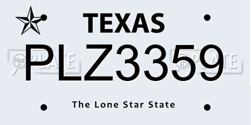 PLZ3359 Texas License Plate